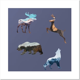 Winter animals lanscapes Posters and Art